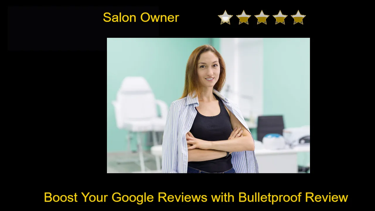 Woman Salon Owner working enjoying results from Google Review AI management system Bulletproof Review