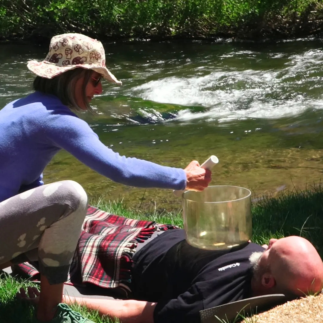 Sound Bath by the creek in Mammoth Lakes, CA