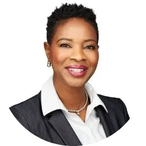 Corporate portrait of dark skinned woman