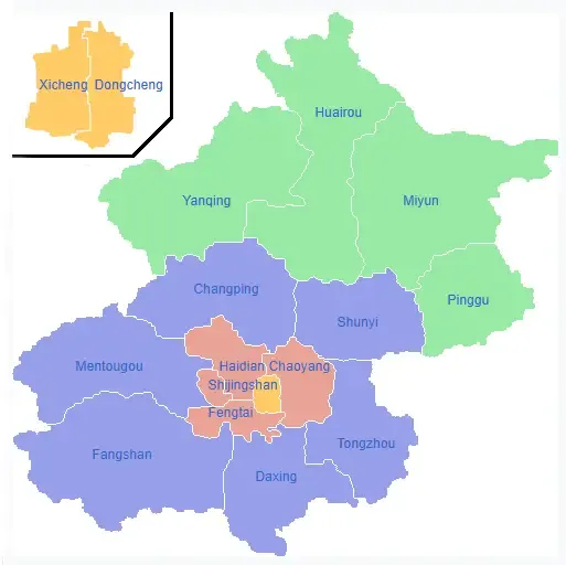 Beijing Disricts on map