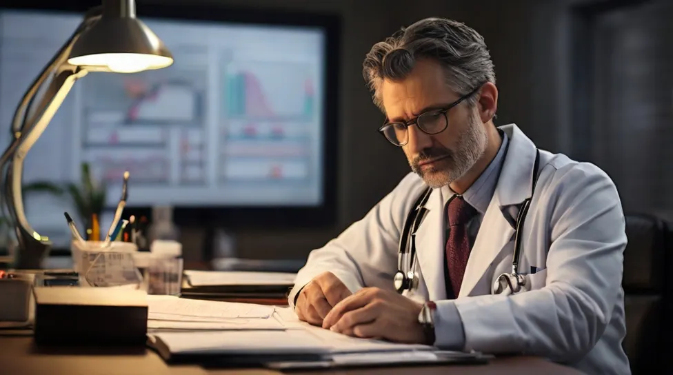 anesthesiologist salary physician sitting at his desk
