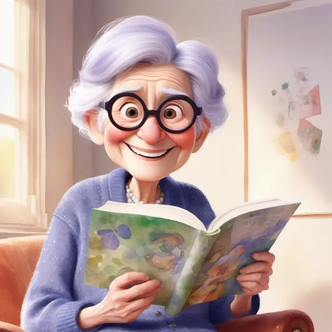 grand mother reading a story book