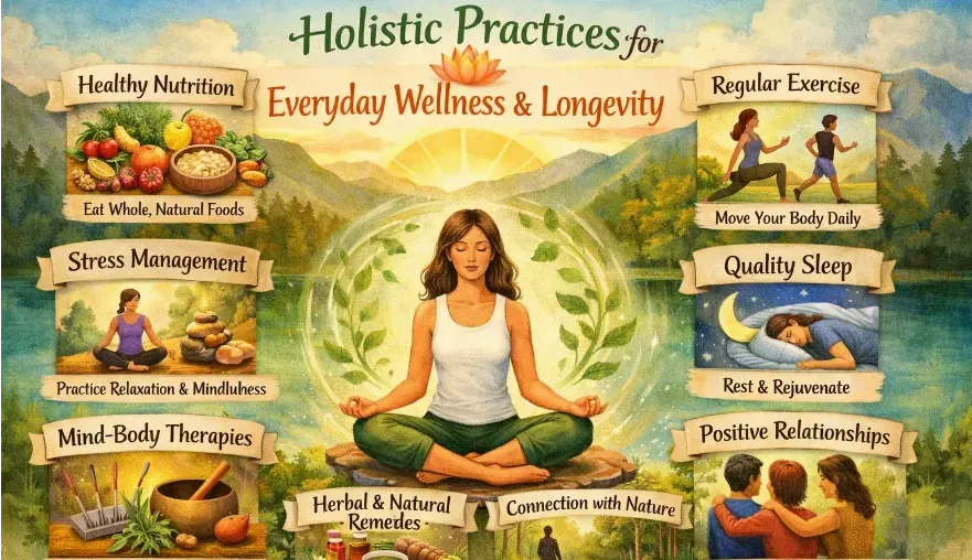 Diagram of Holistic Practices for Everyday Wellness and Longevity