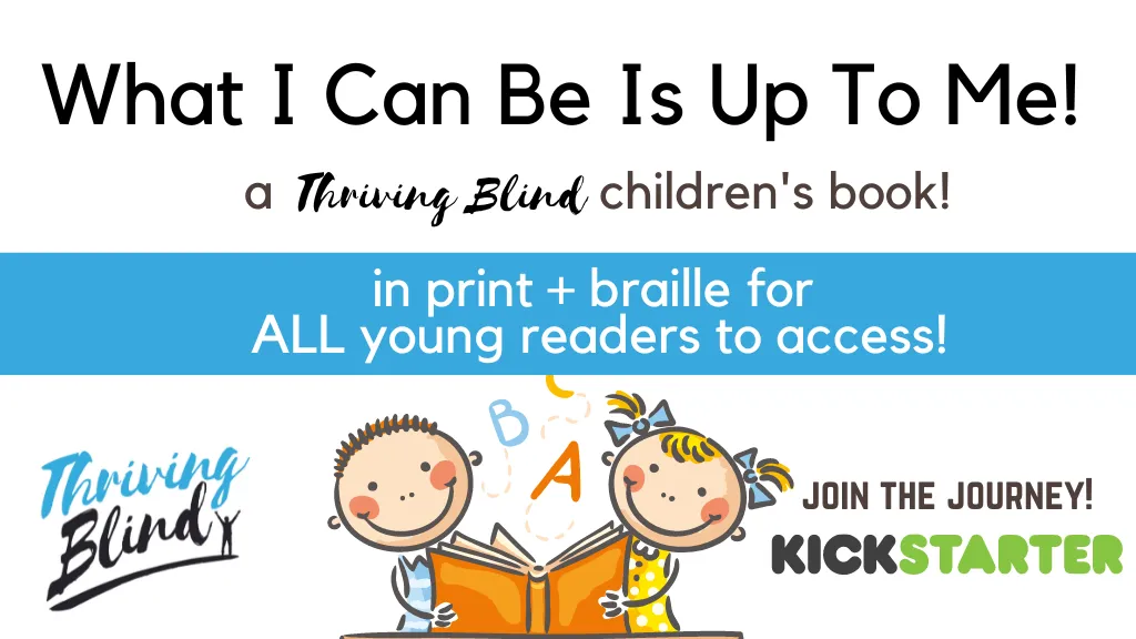 What I can be is up o me kickstarter promo pic with cartoon picture of two children sharing a book