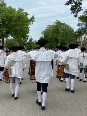 Fife and Drum march and performance for the general public in Colonial Williamsburg