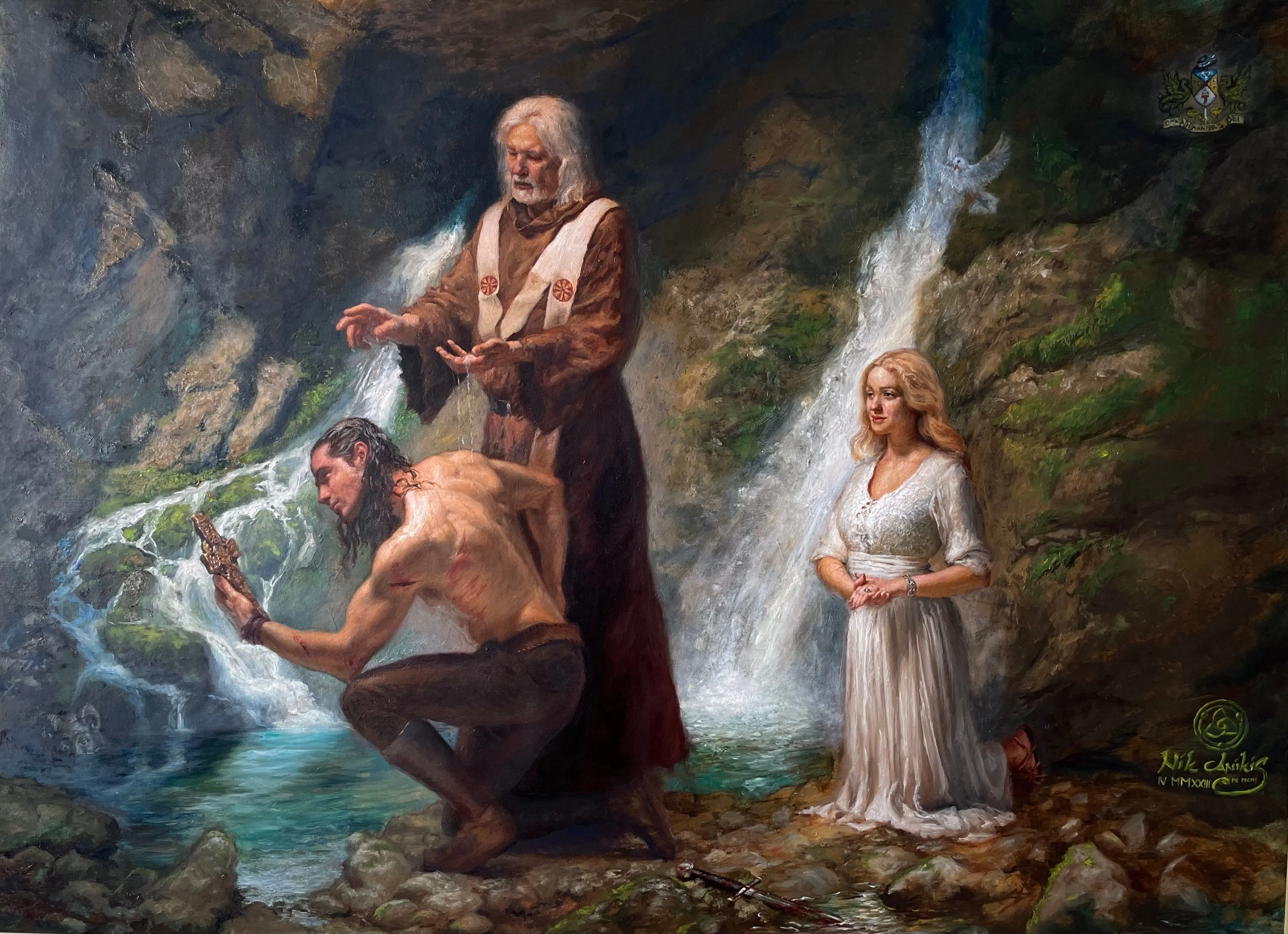 Krst pri Savici, slikarsko naročilo, slika olje na platnu, Nik Anikis