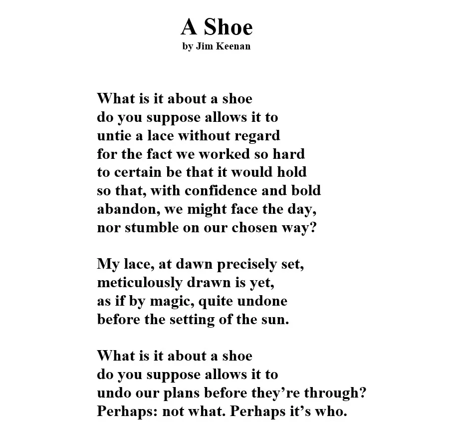 A Shoe: An Original Poem by Jim Keenan Poet With A Point