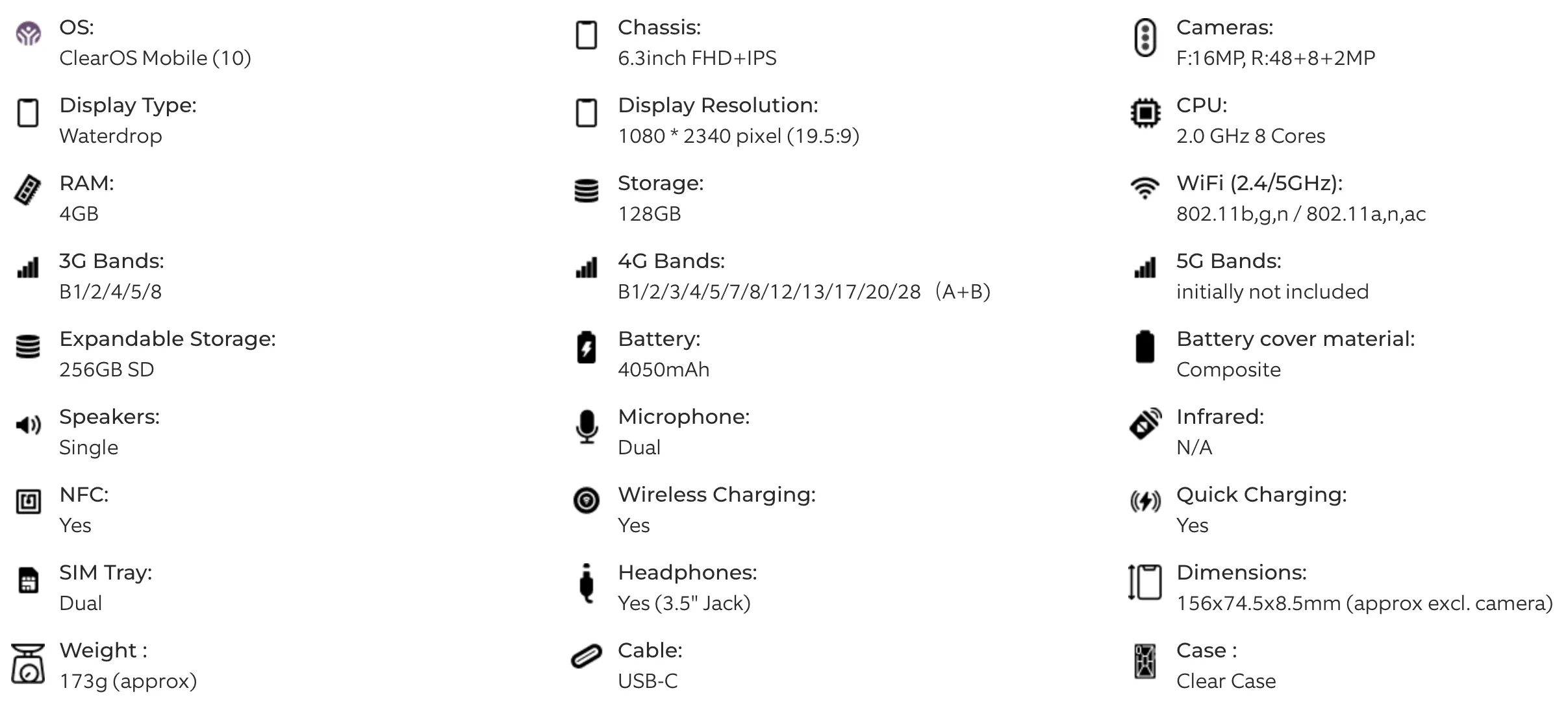 clearphone 420 specs