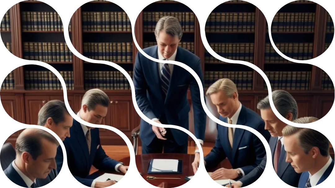 Homens de terno discutindo em uma sala