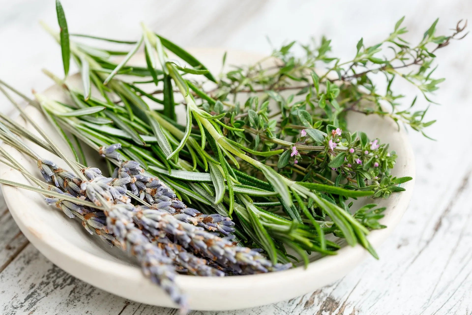 Lavender, rosemary, and thyme leaves