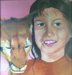 alt=Acrylic portraiture with cougar painting