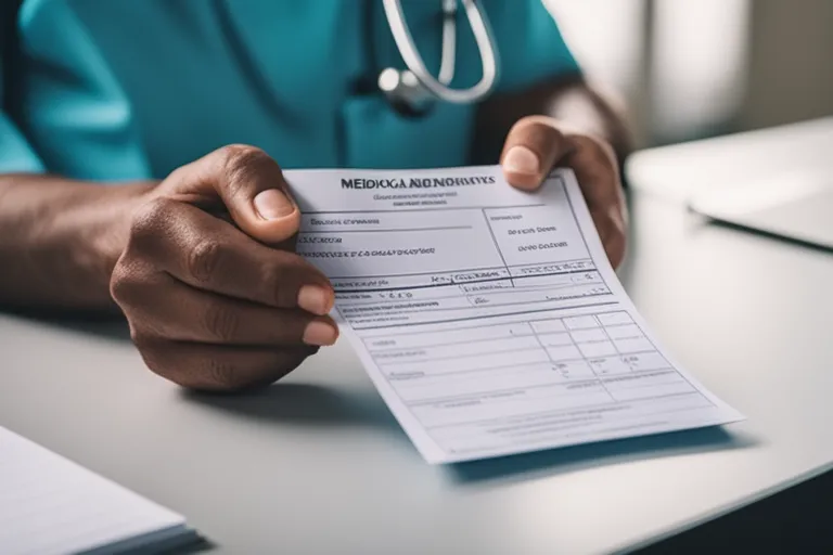 Nurse showing medical form