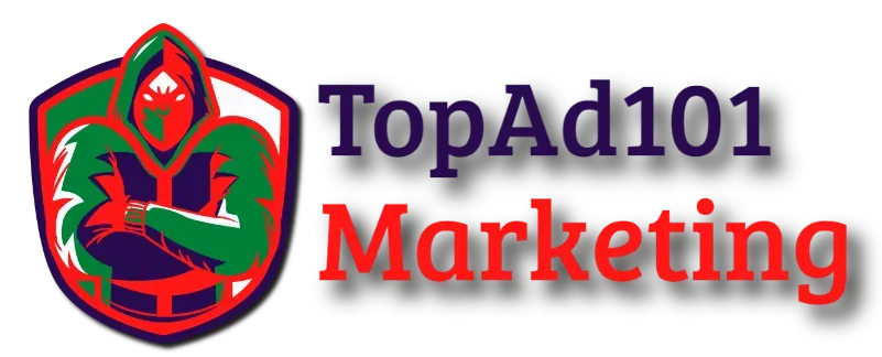 TopAd101 Marketing logo that displays a graphic stance of strength.