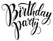 Birthday Party in Fancy Text