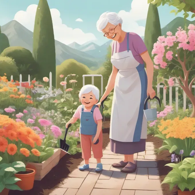 gardening with grandmother