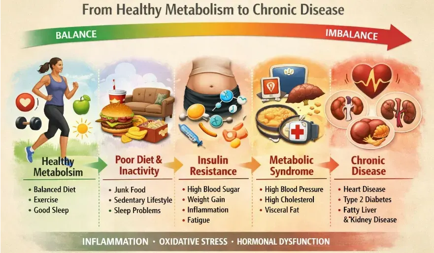 Progression of chronic disease and prevention pathways.
