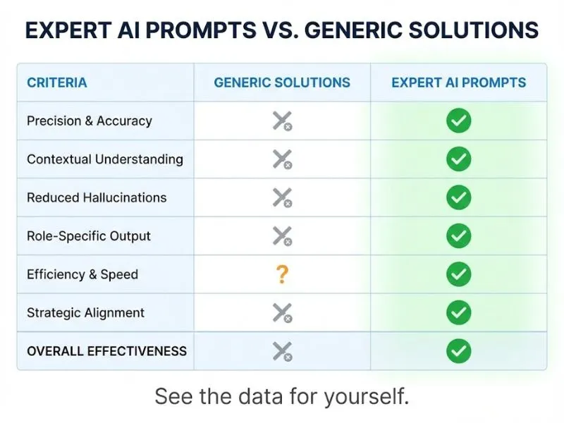 Data-driven comparison chart showing the ROI of Expert Prompts for consultants.