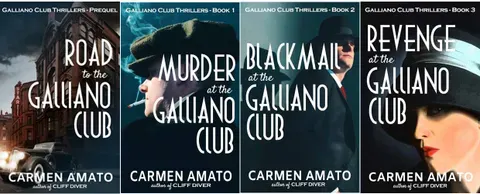 Book covers for Carmen Amato's Galliano Club series based on her grandfather's experiences as a deputy during Prohibition