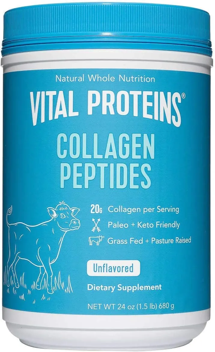 Vital Proteins Natural Whole Nutrition Collagen Peptides - Pasture Raised, Grass Fed, Paleo Friendly, Gluten Free, Single Ingredient - 24 Ounce