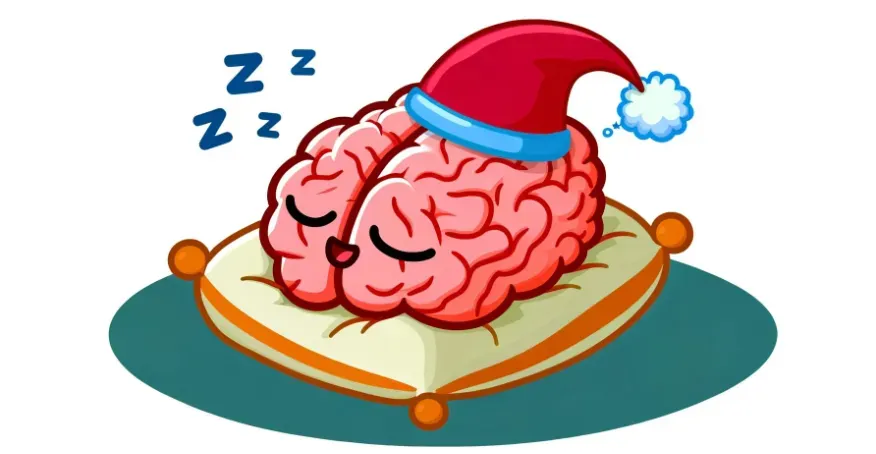 A cartoon of a brain sleeping.