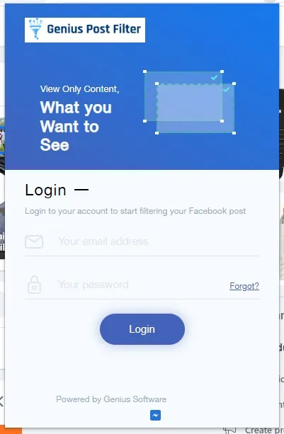 login to genius post filter for facebook