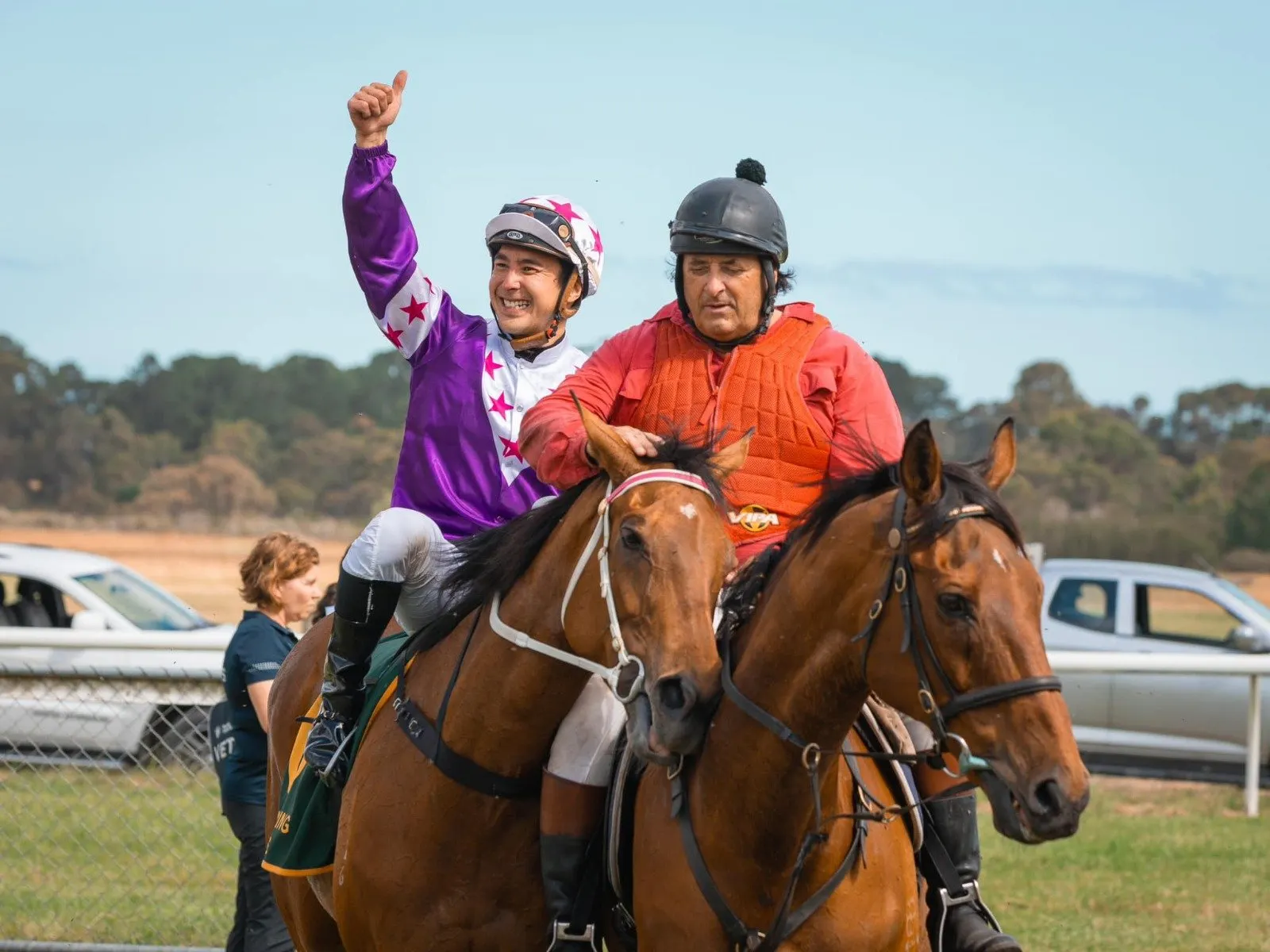 Diamanda and her jockey after their race 