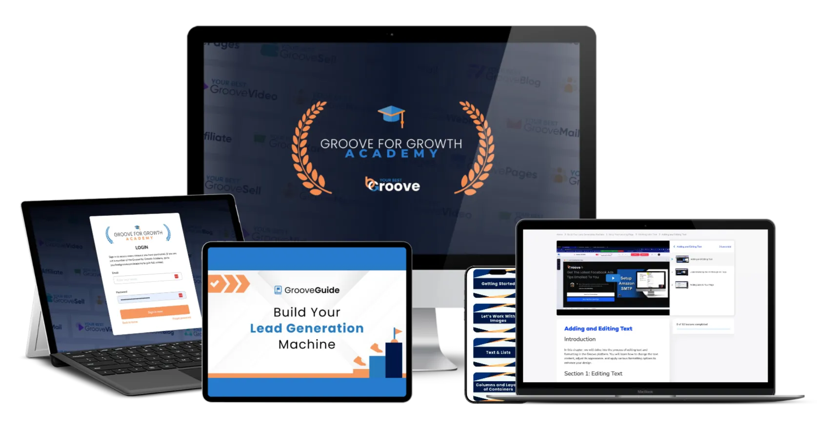 Bundle of screens for Groove for Growth Academy