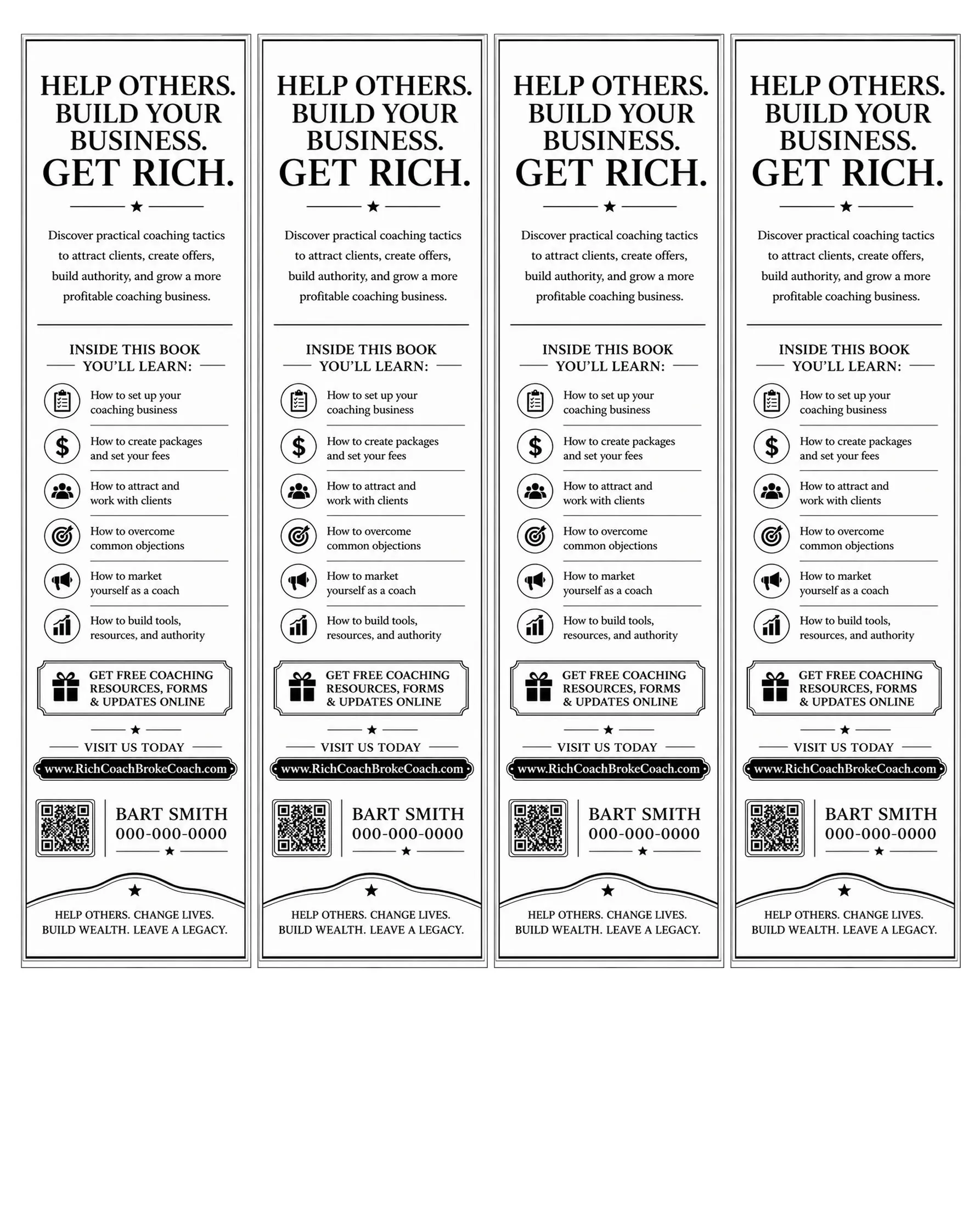 Bookmarks BACK Side (4 Per Page)