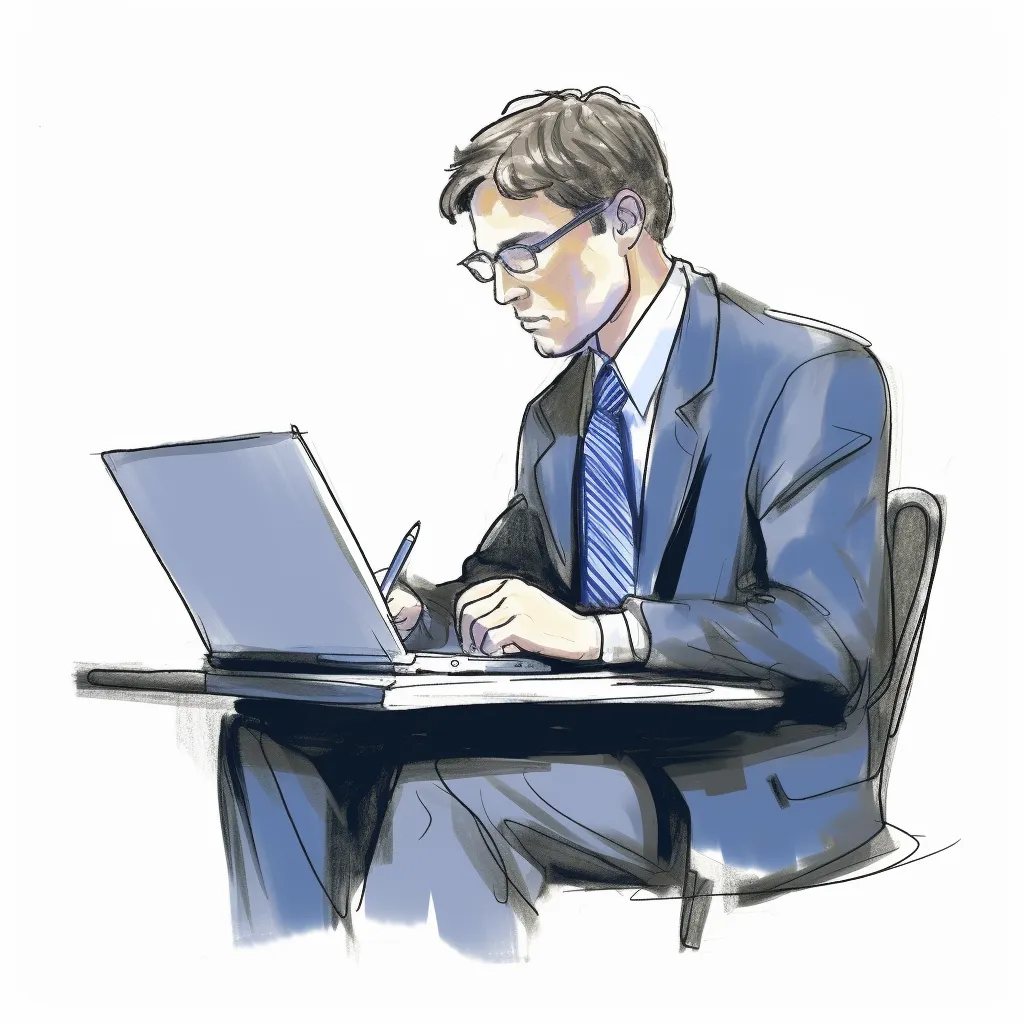 Illustration of a Businessman working on a laptop