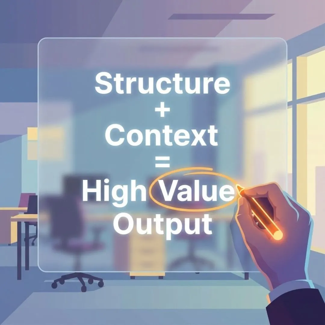 A formula showing how structure and context create prompt engineering value.