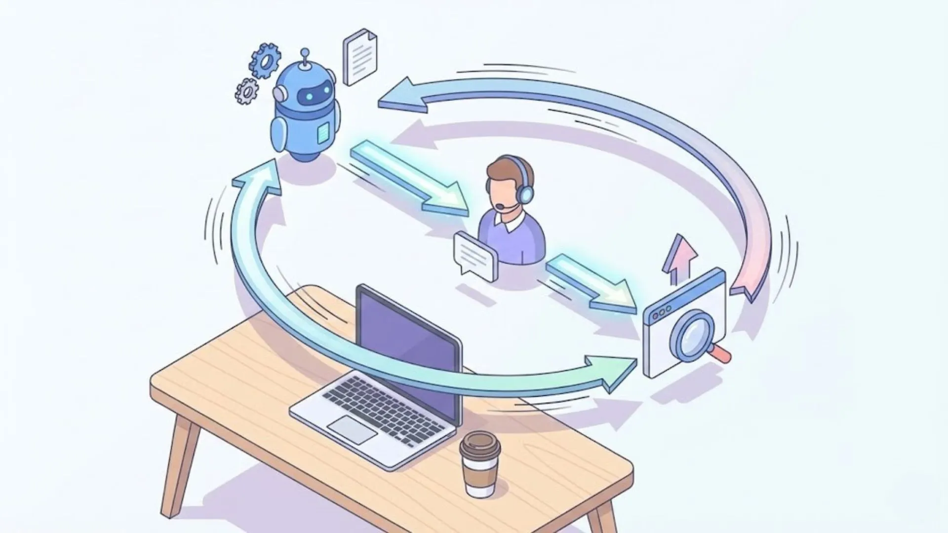 Diagram showing the workflow between AI drafting and human editing for SEO.