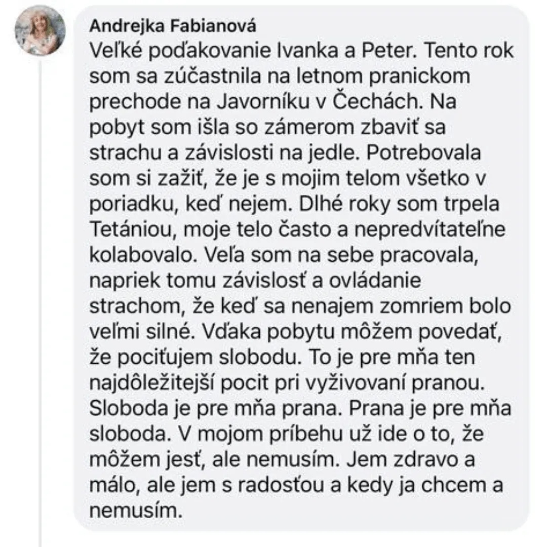 Referencia Prána Československo Andrejka Fabianová