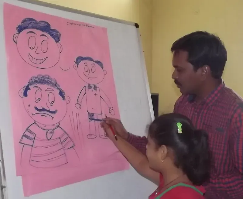 student learning cartoon