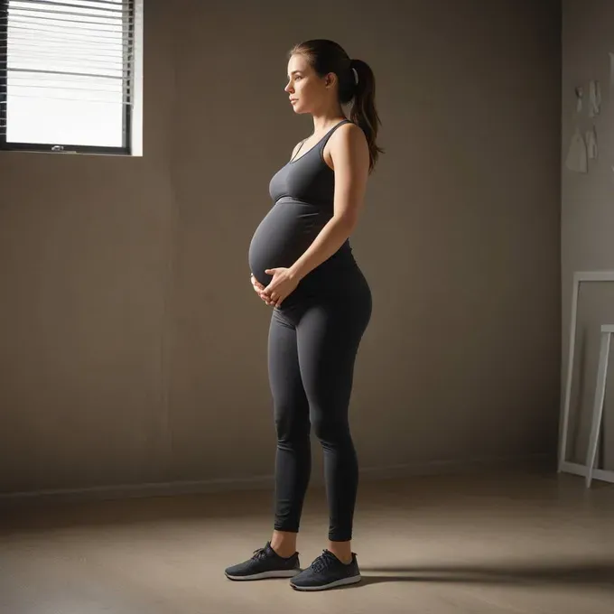 Expectant mother doing prenatal stretches to stay fit.