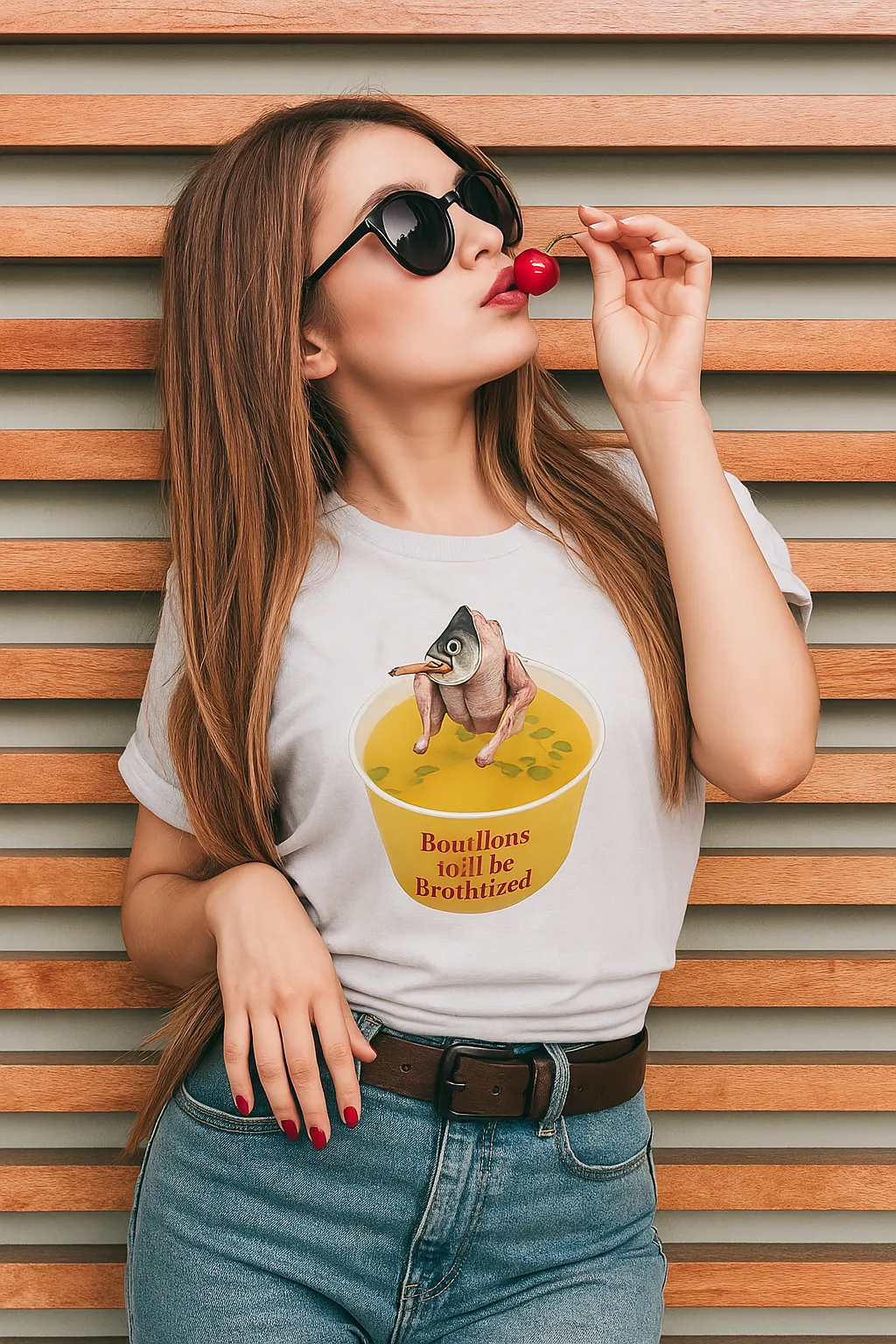 Woman wearing Bouillons t-shirt