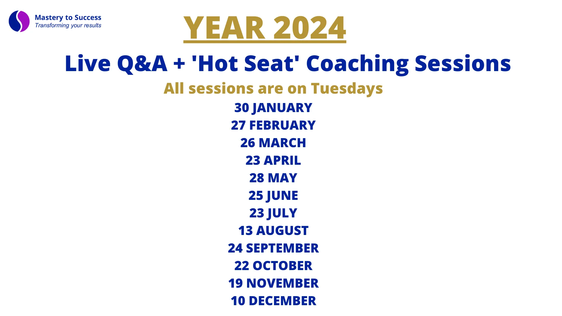 Q&A Sessions 2024 Calendar