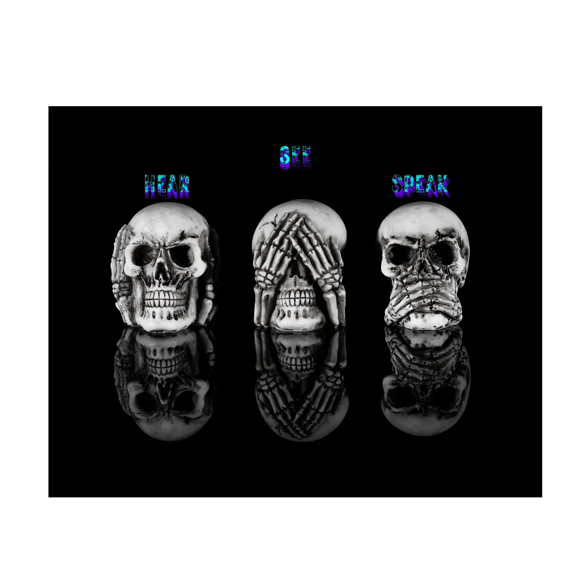 3 skulls representing, "people that don't want to listen, see or hear God"