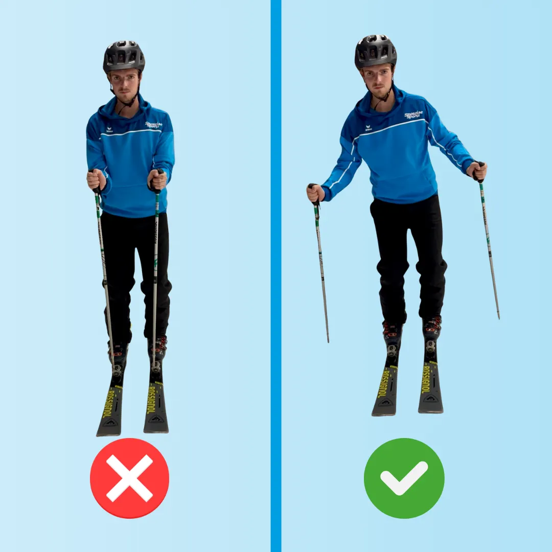 Skihouding, armen voor het lichaam 