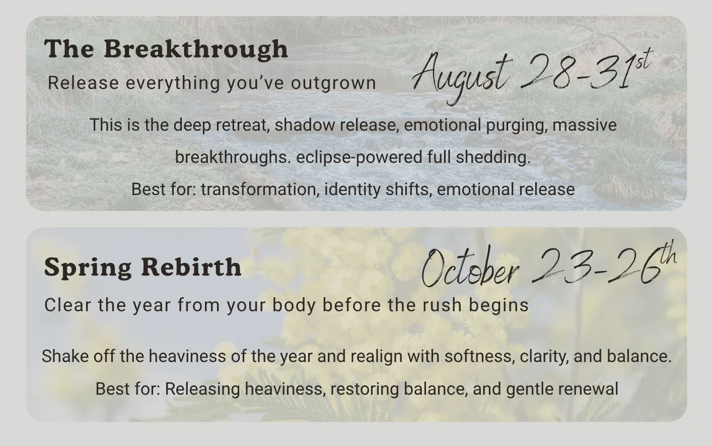 Breathe and be retreat dates 2026