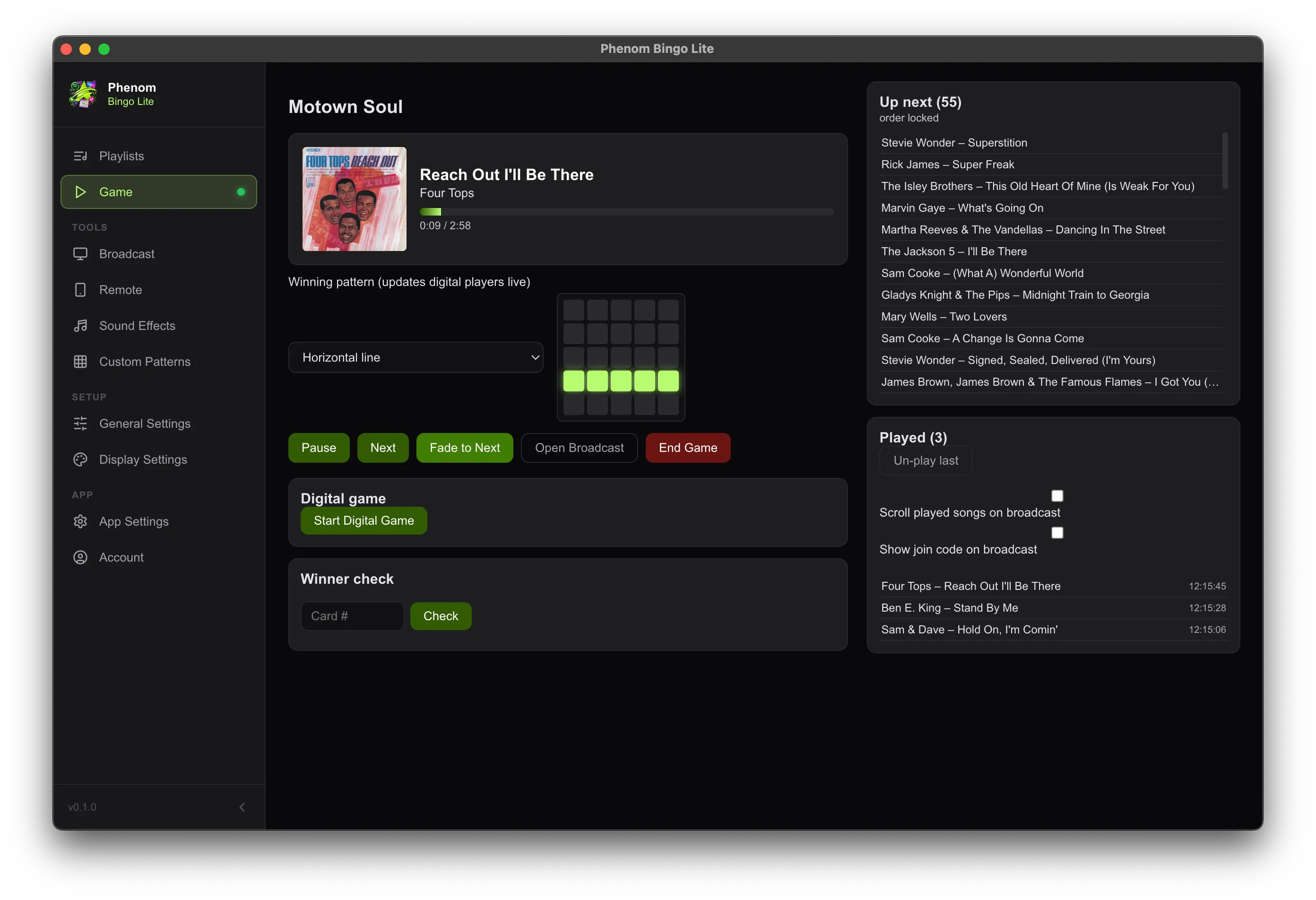 phenom bingo lite turns any spotify playlist into a full music bngo experience