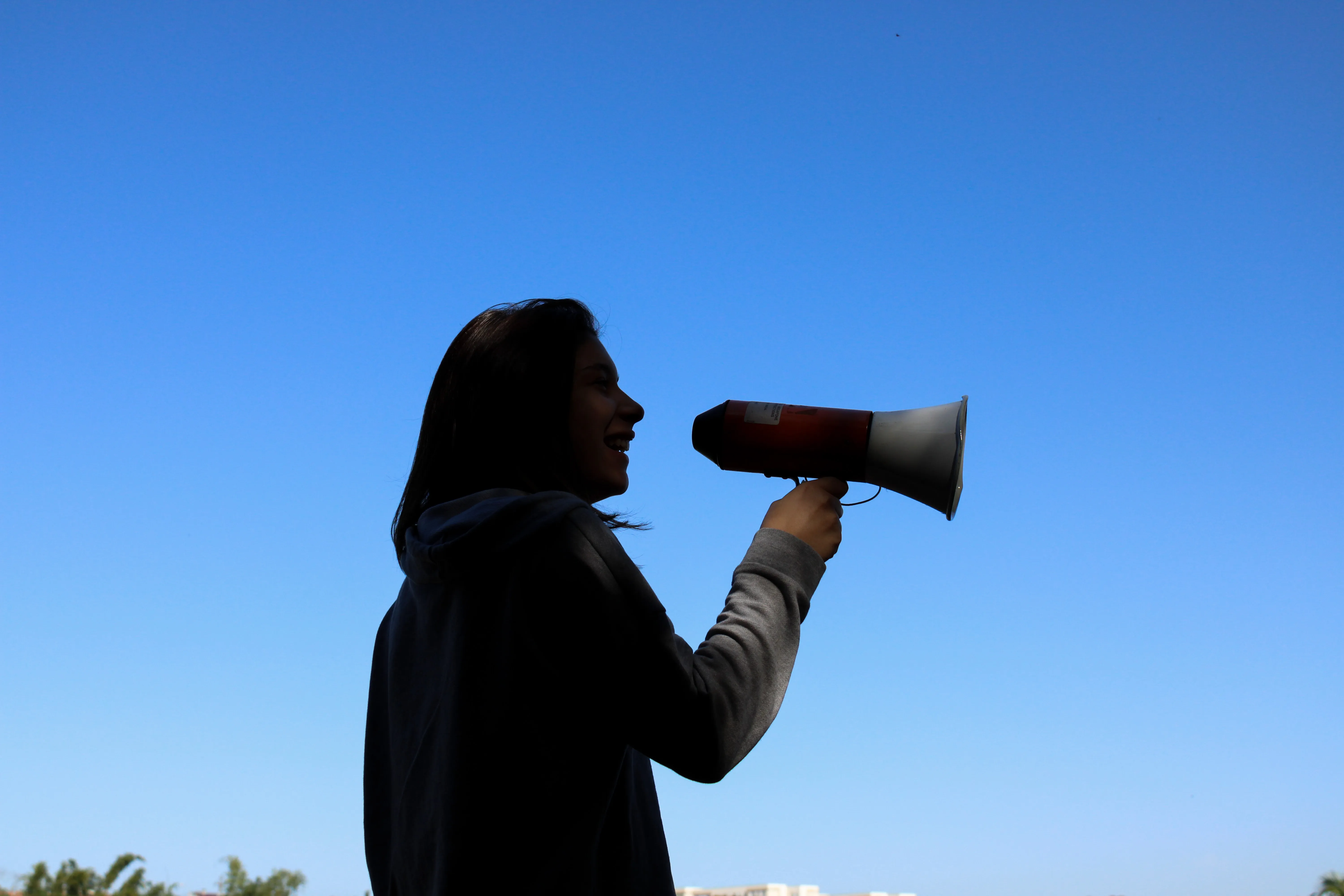 woman with a megaphone