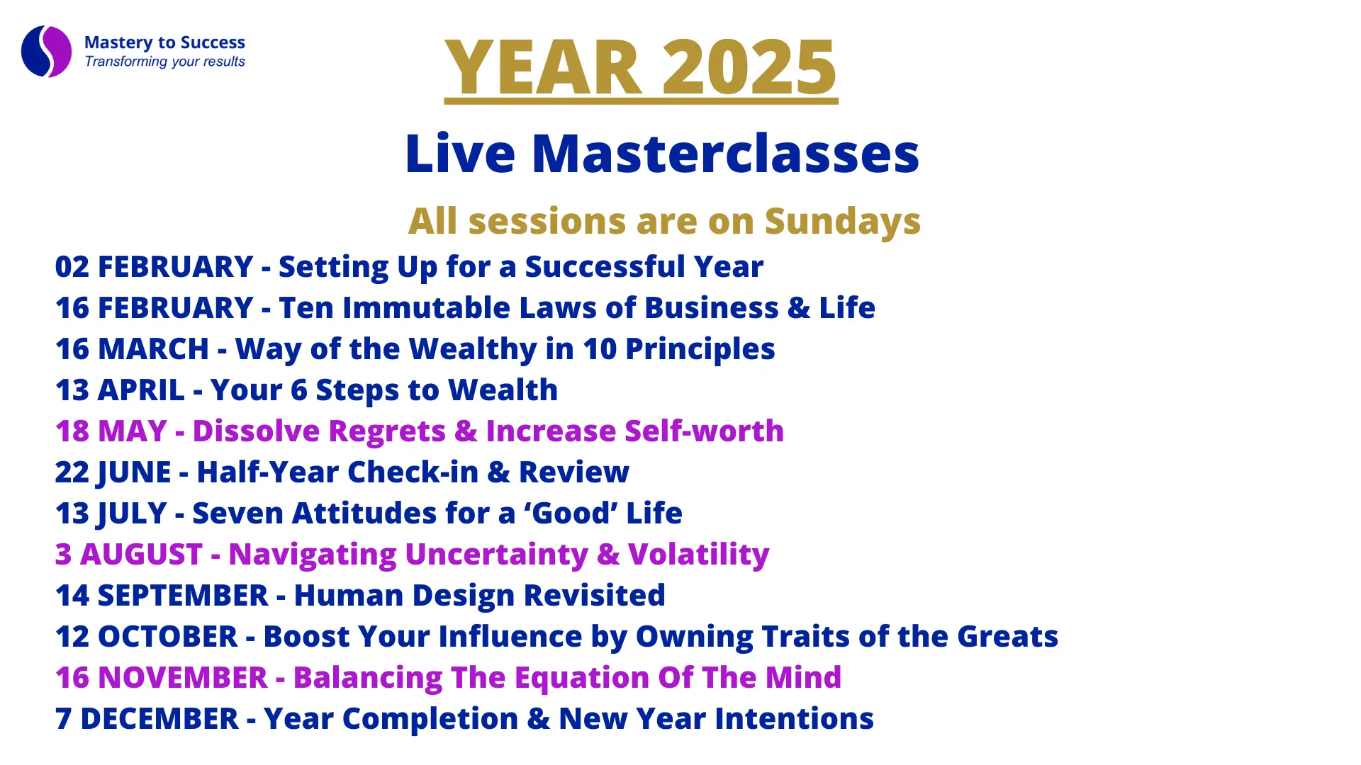 Masterclasses 2025