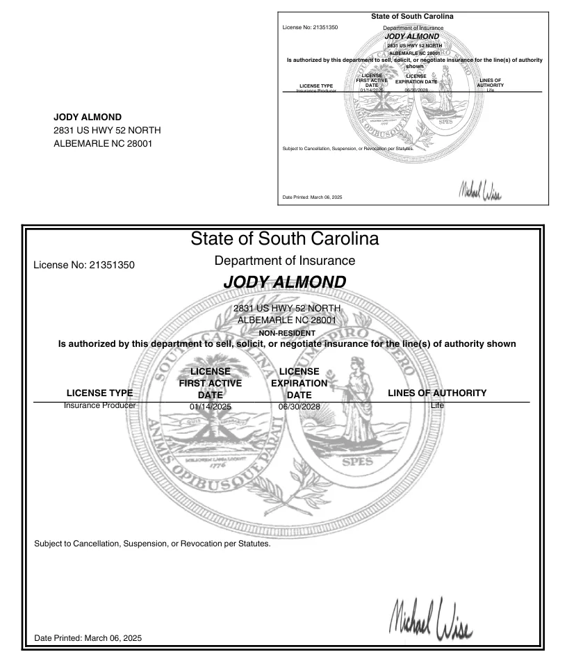 South Carolina Insurance License