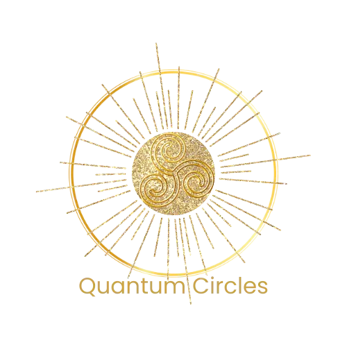 Quantum Circles logo gold circle with triskele in the middle
