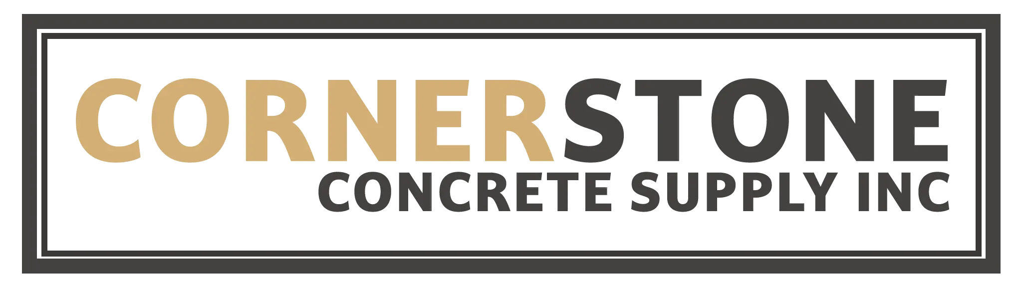 cornerstone concrete supply logo - dark gray block surrounding lettering