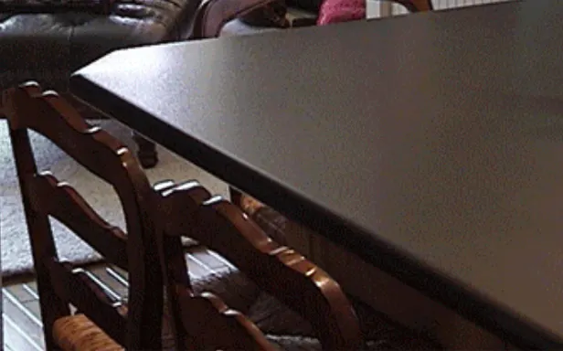 metal tabletop corner closeup