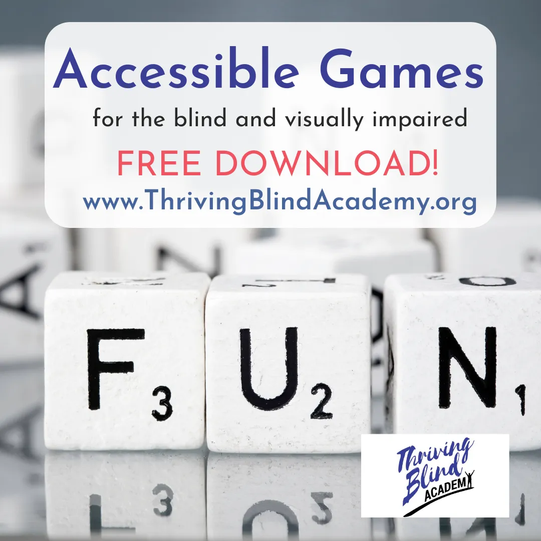accessible games for the blind and visually impaired free download, includes a picture of letters on dice that spell fun