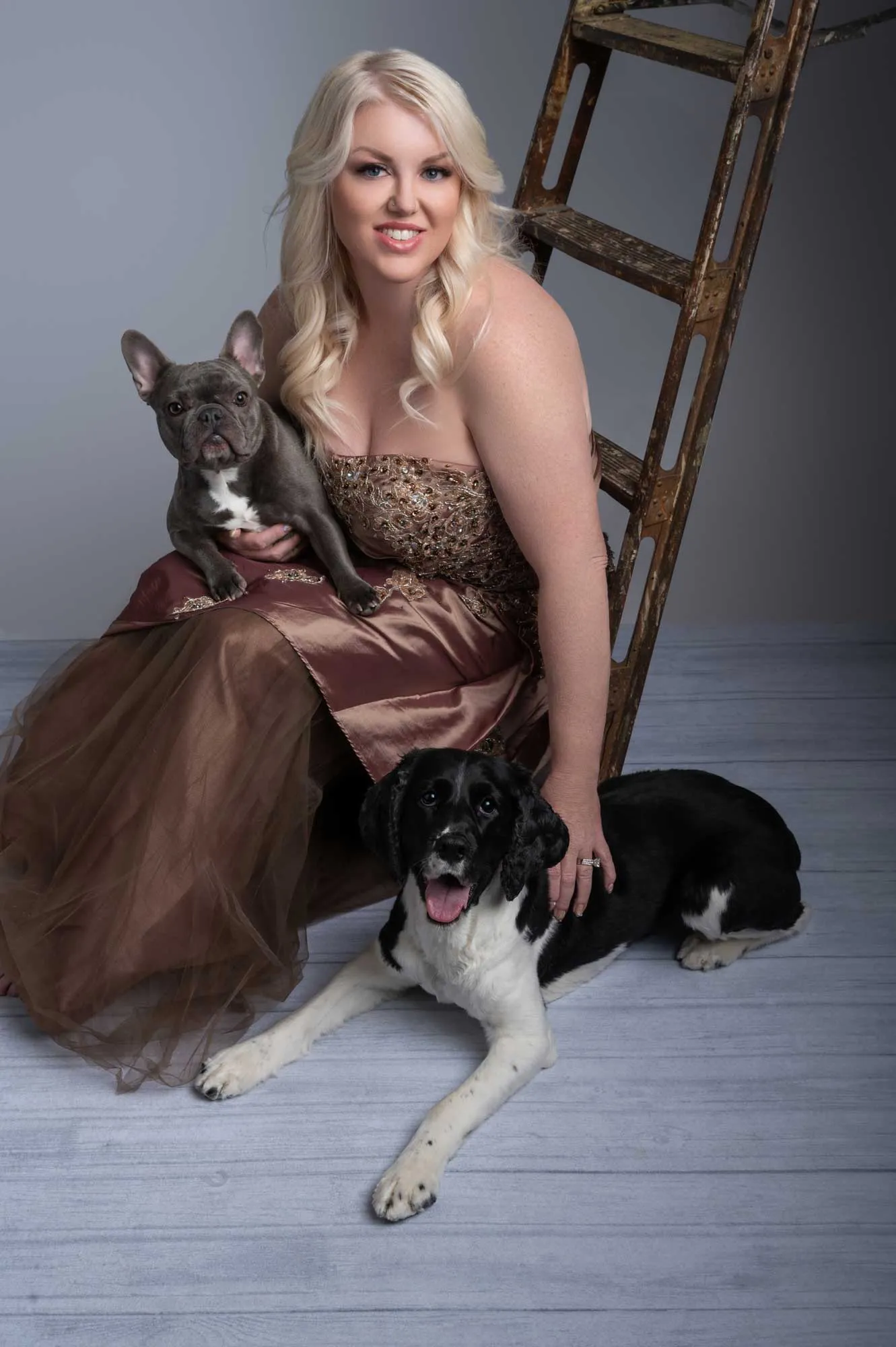 Blonde woman with dogs