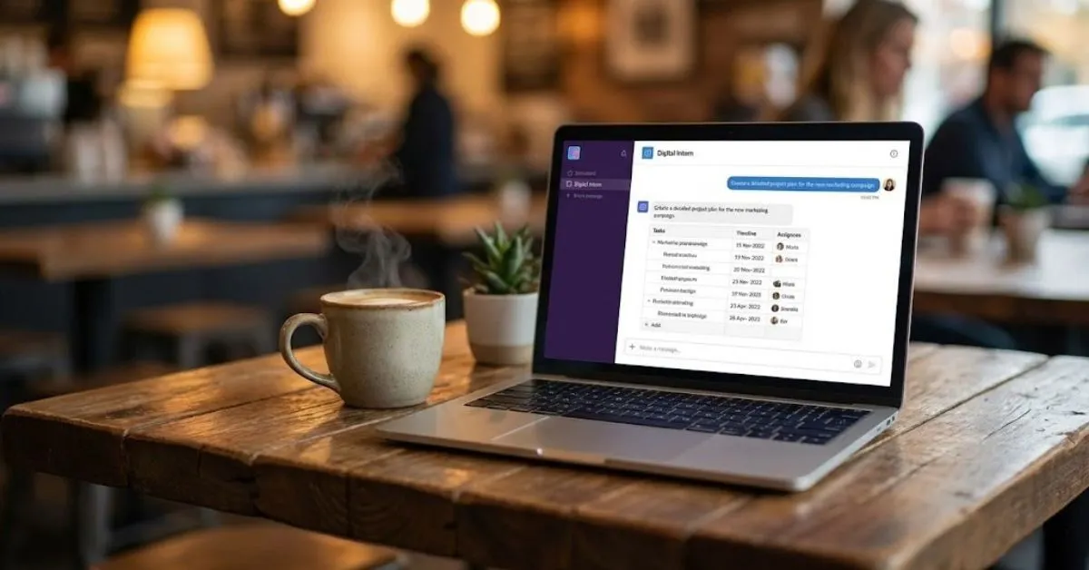 laptop screen showing AI generating a project timeline.