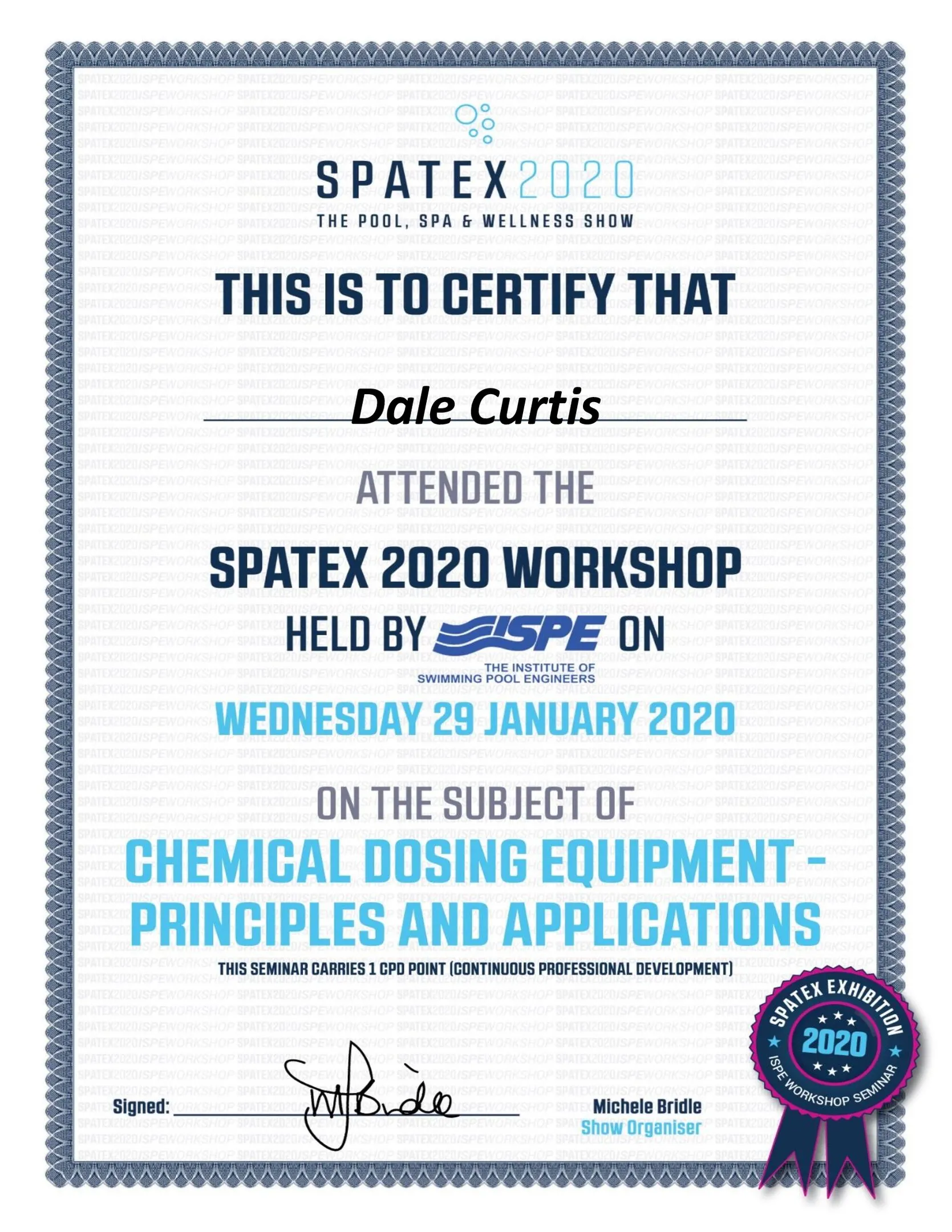 Pool Chemical Dosing Certificate